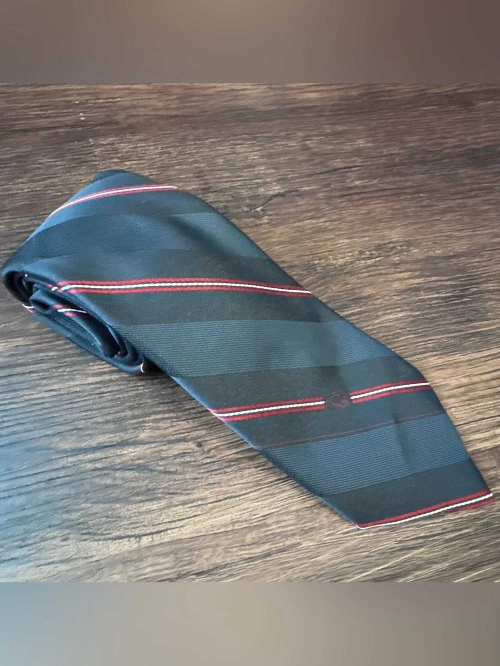 Vintage Christian Dior Men’s Black Red Stripe Neck Tie